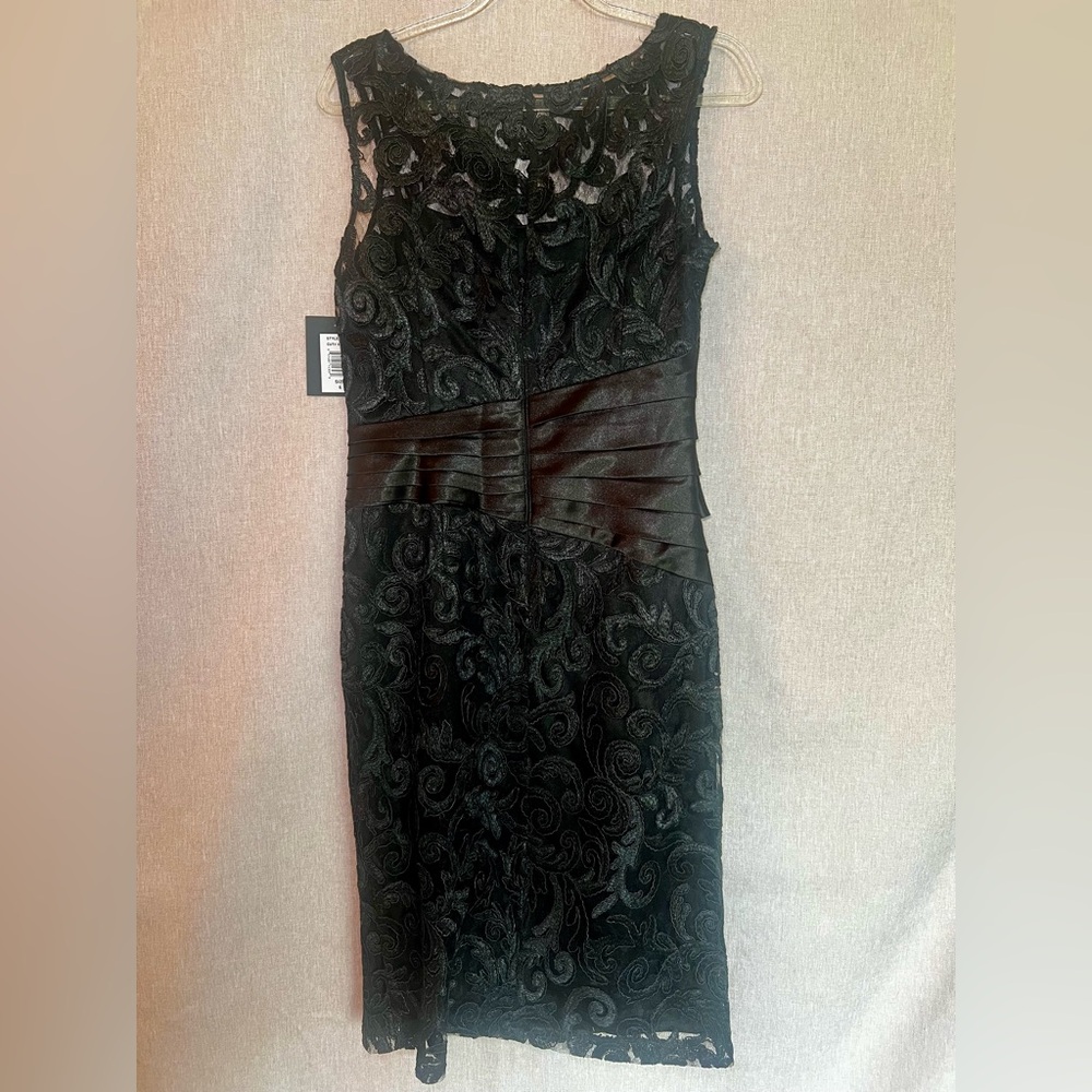 Marina Black Lace Satin Sleeveless Midi Dress - Picture 4 of 5